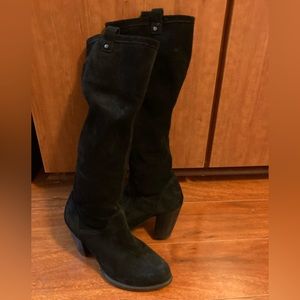 UGG stacked heel, black suede Knee-High Boots, size 7!